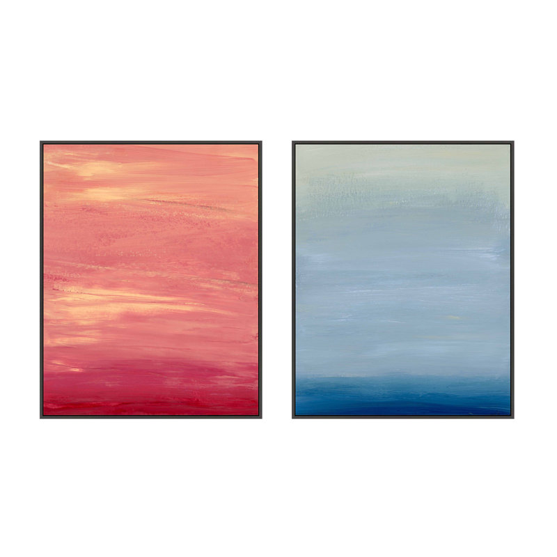 Daydream 1 & 2 by Andrea Stokes - 2 Piece Single Picture Frame Print, Black Framed Canvas, 30" H x 24" W x 1.25" D