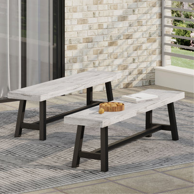 Bancs d'extérieur Carlisle, gris clair sablé + noir (ensemble de 2)