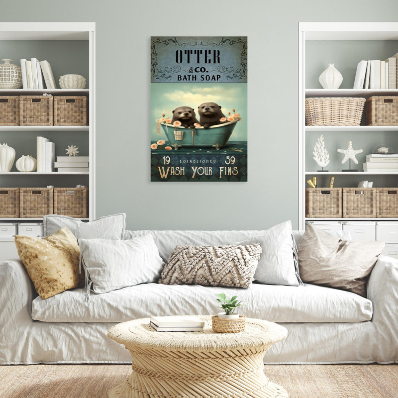 «Otter Bath Soap - 1 pièce», reproduction d'art graphique sur toile tendue, L 11 po x H 14 po