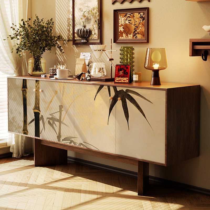 Chinese-style retro minimalist sideboard, Walnut