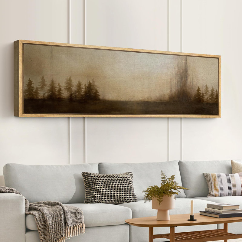 Arbres éthérés, scène naturelle douce, art moderne, H 20 po x l 60 po, Naturel