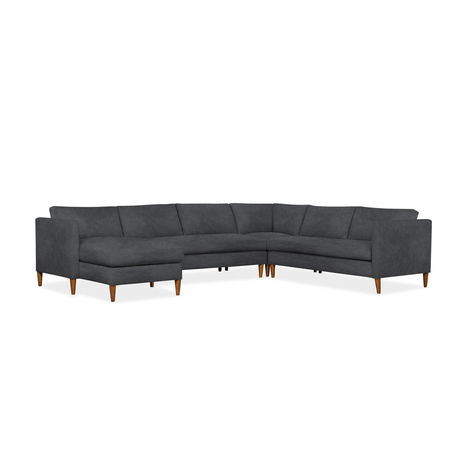 Clifford Chaise Sectional, Left Hand Facing, Nave Bark Performance Distressed Velvet