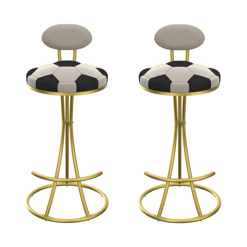Ensemble de 2 tabourets de bar rembourrés avec tabourets rayés de hauteur comptoir en velours moderne pour îlot de cuisine, salon