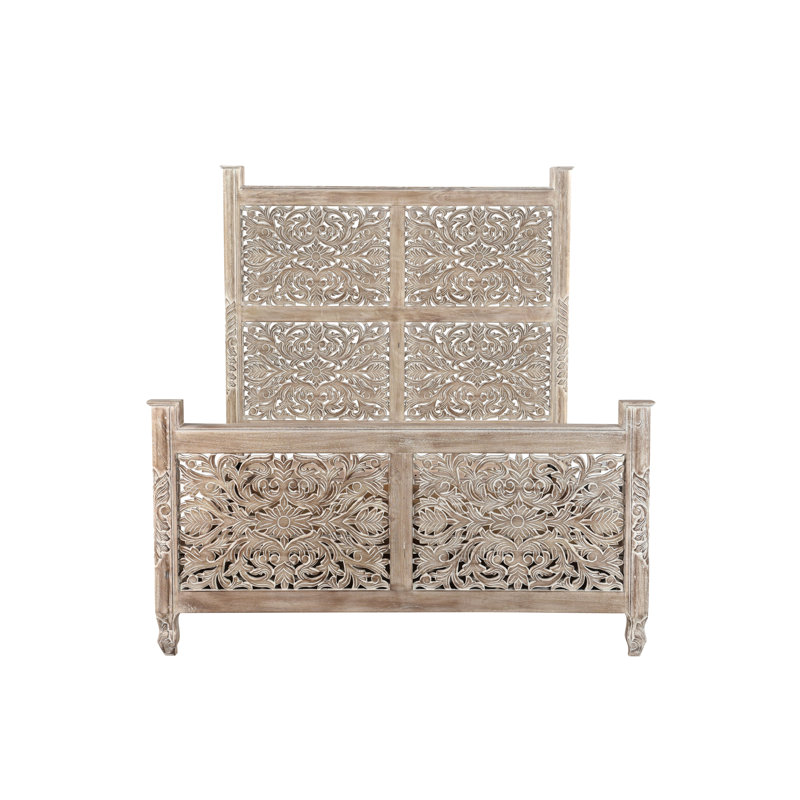 Harleen Solid Wood Piece Bedroom Set, Queen, Limestone Beige