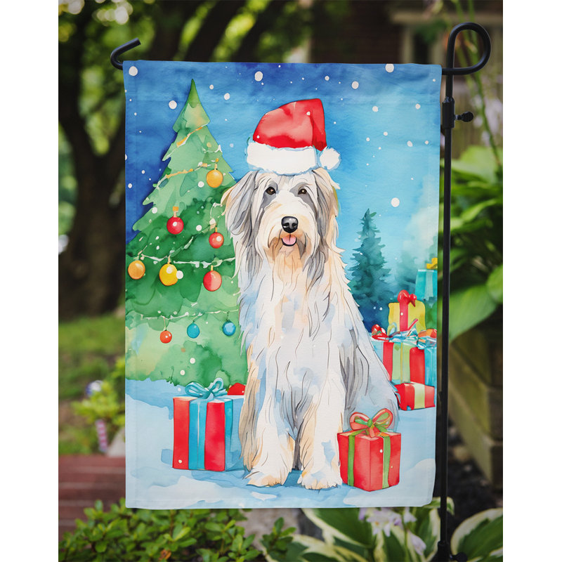 Drapeau de Noël Bearied Collie, H 15,5 po x l 11,25 po