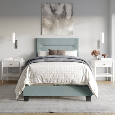 Emery Upholstered Linen Panel Headboard Design Bed