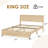 King Size Wooden Boho Bed Frame with Natural Rattan Headboard, 2 Storage Drawers, No Box Spring-1454661001