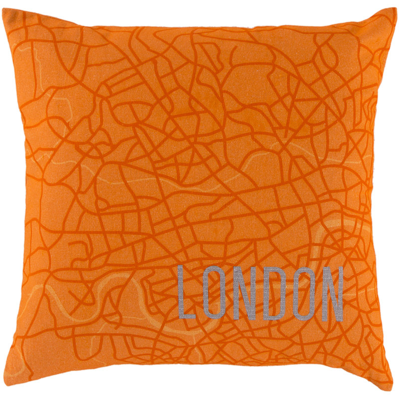 Take Me To London Cotton Throw Pillow, 22" H x 22" W, Down
