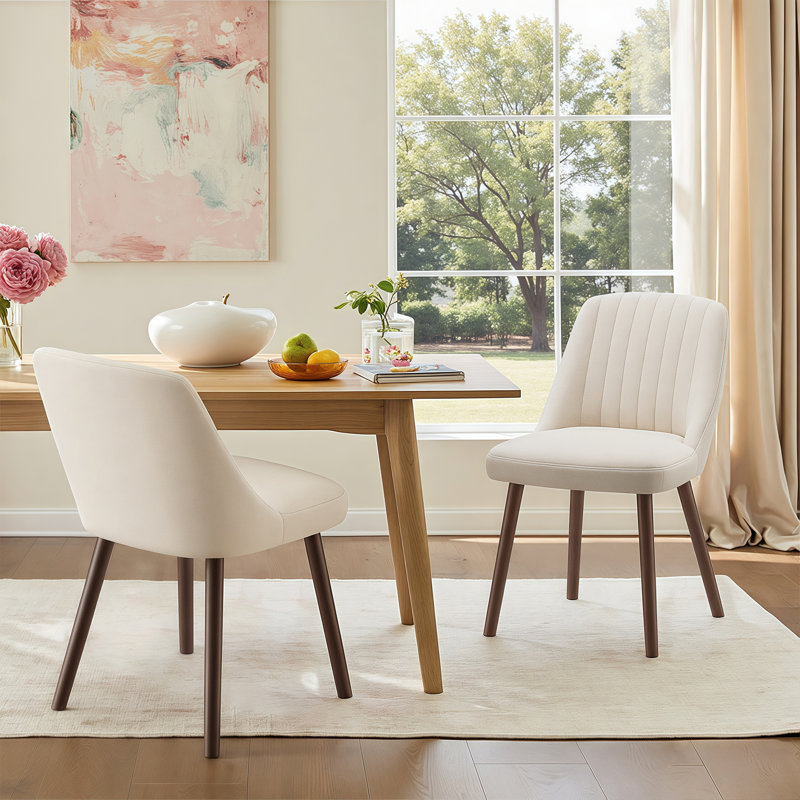47cm H Fabric Upholstered Upholstered Back Side Chair, Beige