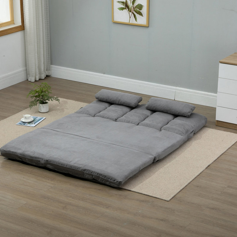 Convertible Floor Sofa Chair, Light Gray Polyester, 23.5" H x 51.3" W x 28.8" D