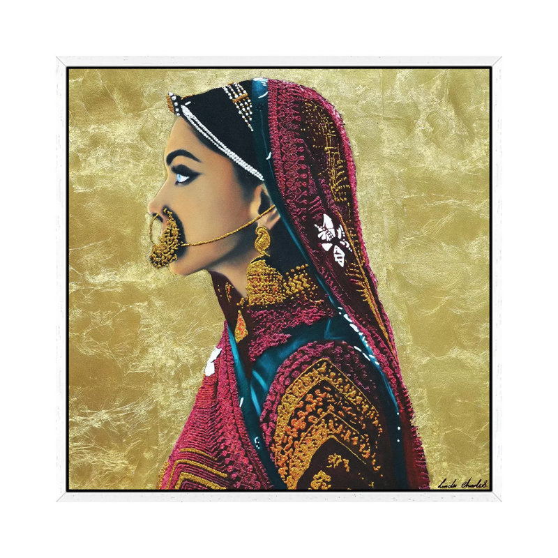 Parvathi by Linda Charles - Painting on Canvas, White Floater Framed, 45.72cm H x 45.72cm W x 3.81cm D