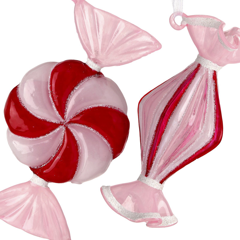 Ornement en forme de bonbon en verre 6 po 