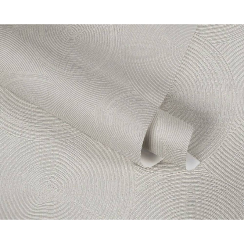 Rouleau de papier peint texturé L 33 pi x l 21 po Mahpiya Circles, Gris / métallique