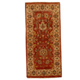 Hand Knotted Wool Area Rug in Red And Ivory