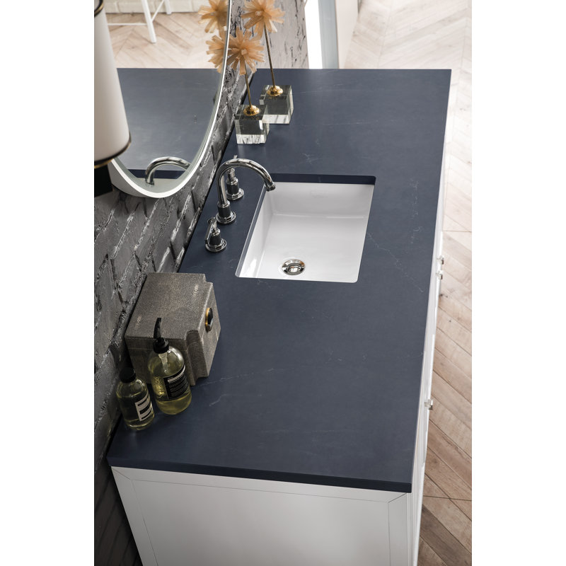 Athens 60'' W Single Vanity, Charcoal Soapstone, Glossy White, 8" Widespread