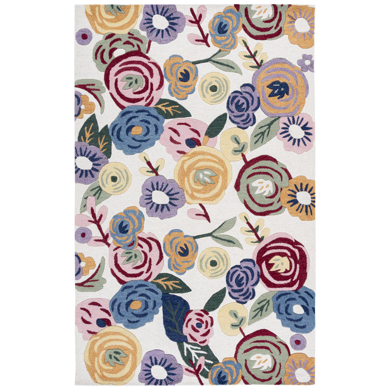 Jardin 764 Hand Tufted 80% Wool; 20% Cotton Floral Rug, Rectangle 5' x 8'