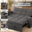 Canapé-lit convertible 3 en 1 de 165 cm avec lit gigogne, revêtement en chenille et table d'appoint pivotante à 360°, canapé pliant moderne pour salon-1390892698