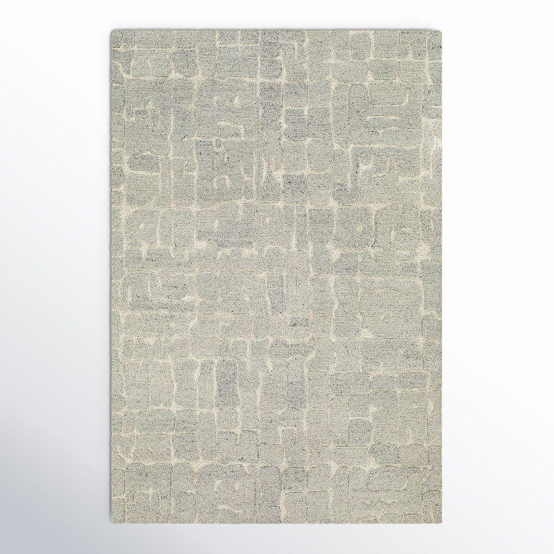 Tapis gris en laine fabriqué à la main Rafe, Rectangle 8 pi x 10 pi