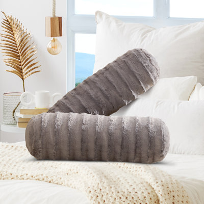 Cheer Collection Faux Fur Bolster Pillow