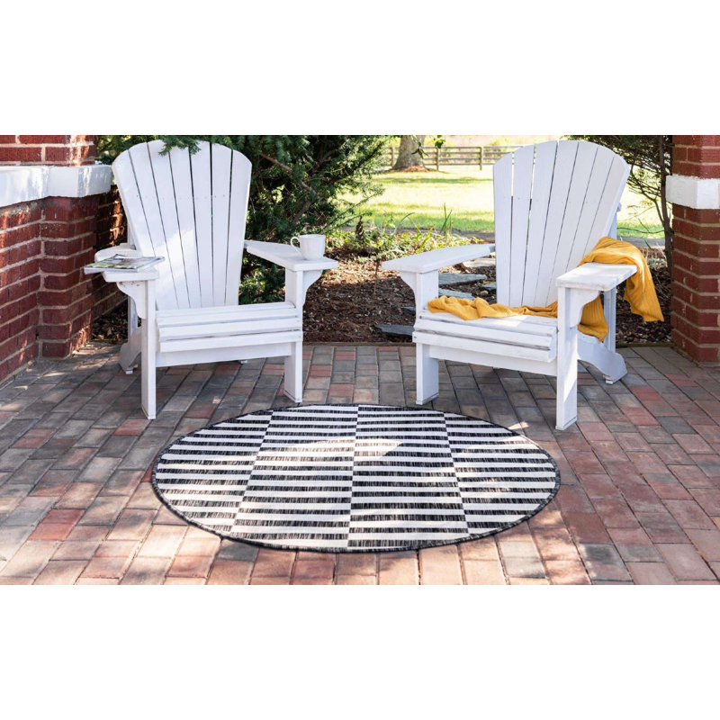 Outdoor Glimmer Area Rug Gray Color, Round 4'