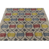Vintage Swedish Rya Rug, Beige With Colorful Scandinavian Geometry - Rug & Kilim