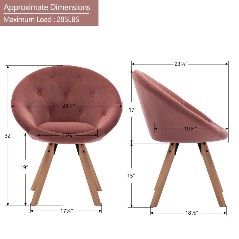 Angellique Velvet Accent Chair, Pink