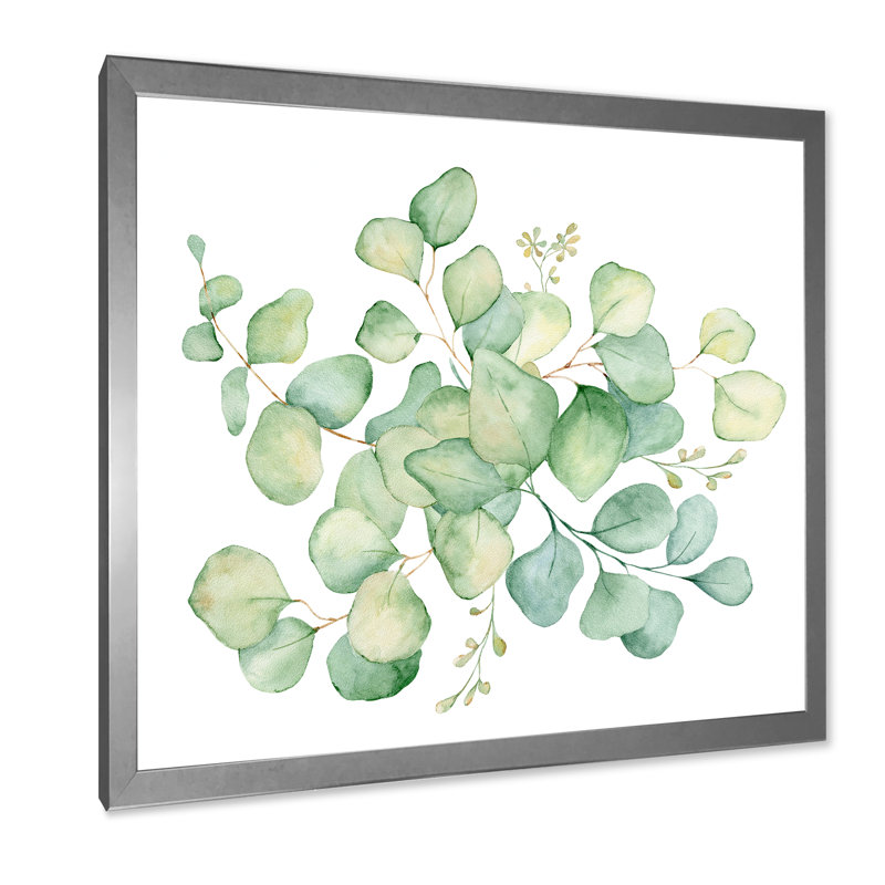 «Green Eucalyptus Bouquet On White», reproduction d'art sur toile traditionnelle, H 30 po x l 30 po x P 1 po