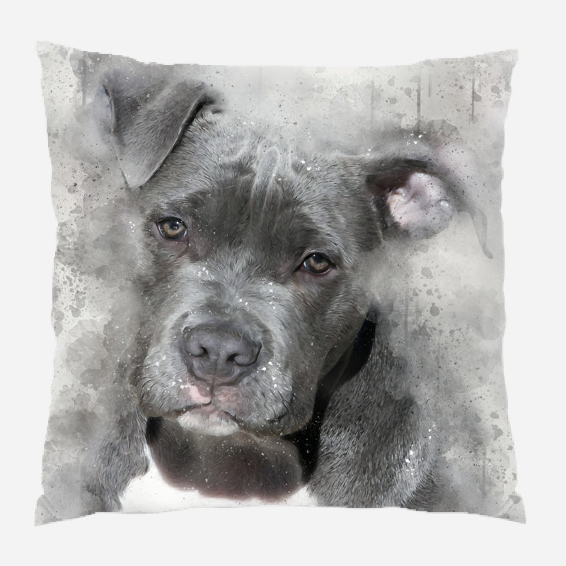  Coussin Pit Bull Dog, Microsuède, Intérieur
