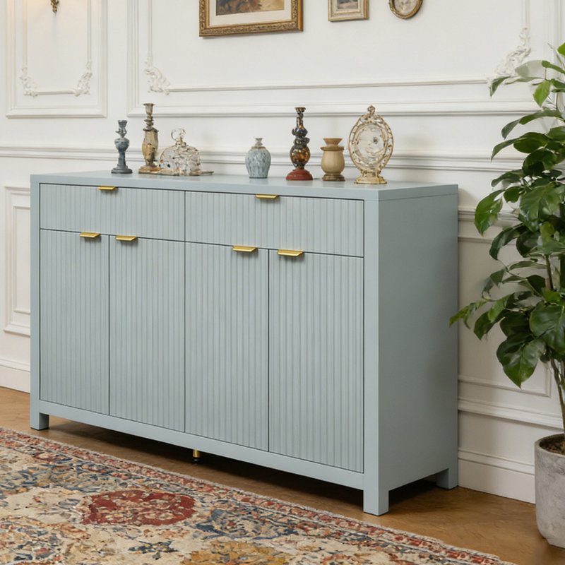 55.1'' Sideboard Buffet Cabinet with 2 Drawers & 4 Doors, Adjustable Shelves, Cyan