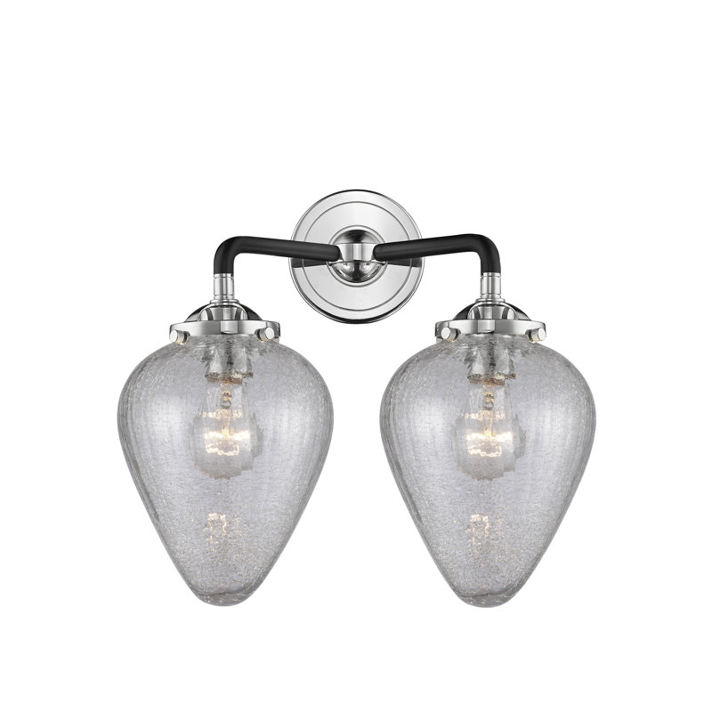 Éclairage pour salle de bain 2 lumières Shauna, Incandescent, Nickel poli noir