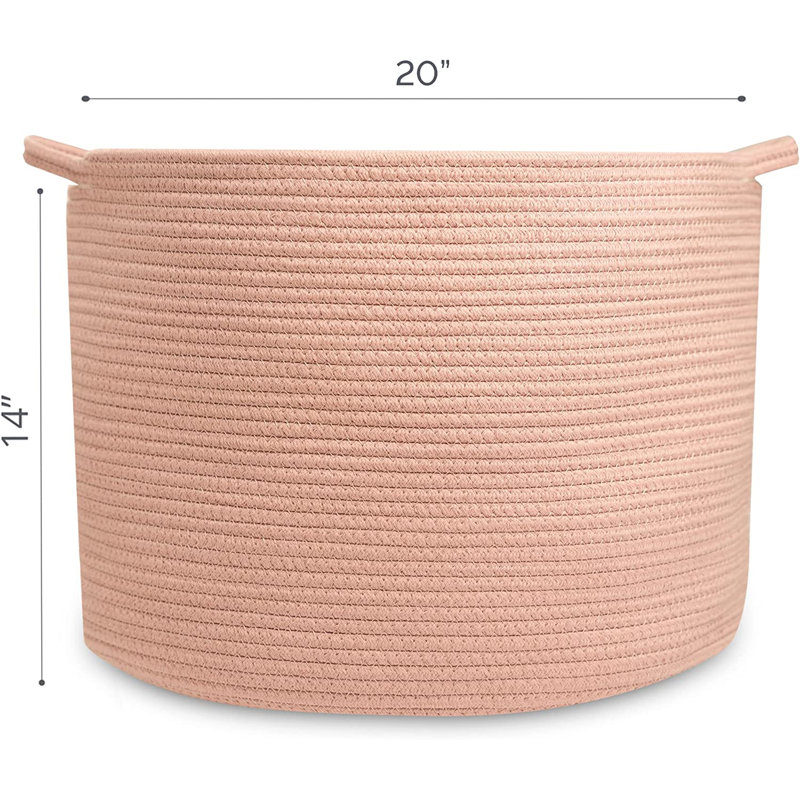 Laundry Cotton Basket, Pink, 14" H x 20" W x 20" D
