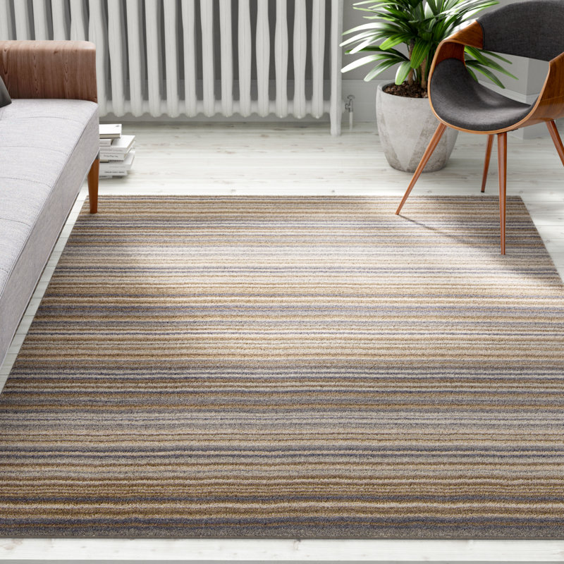 Tarren Striped Wool Area Rug, Rectangle 120 x 170cm
