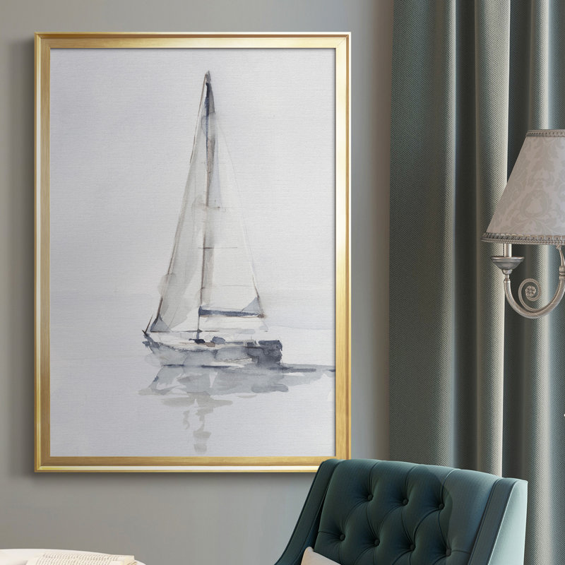 «Misty Harbor I», reproduction d'art sur toile, H 30,5 po x l 22,5 po x P 1 po, Cadre doré