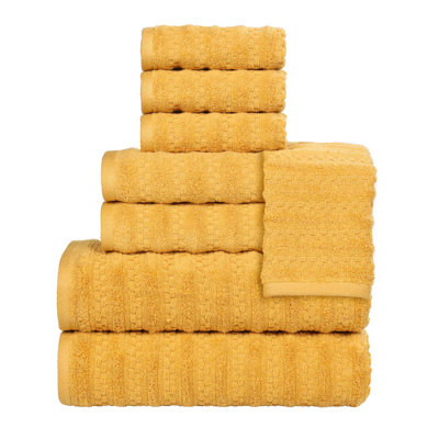 Nile Mills  Zero-Twist Cotton Towel Set - Waffle Stripe Texture - Quick-Dry