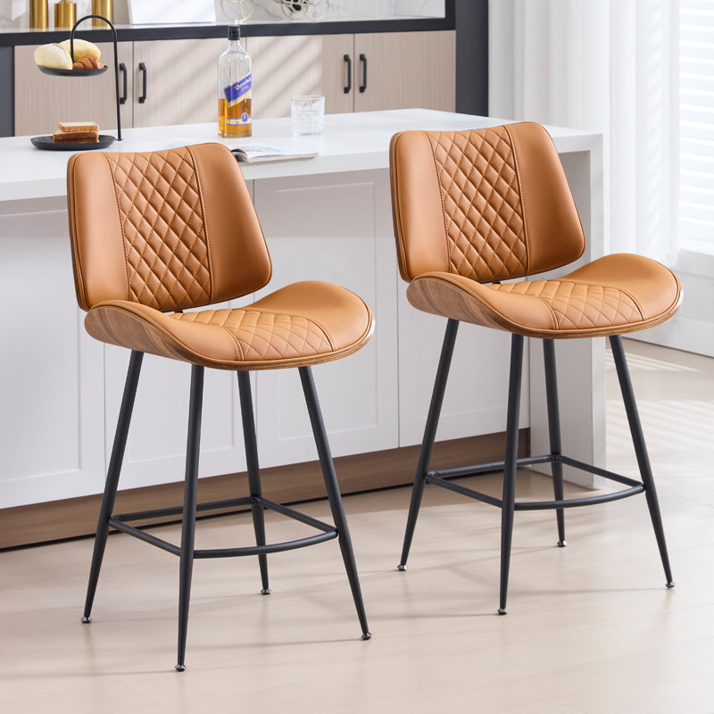 Tabouret de comptoir en similicuir H 38,58 po , Brun whisky, 2