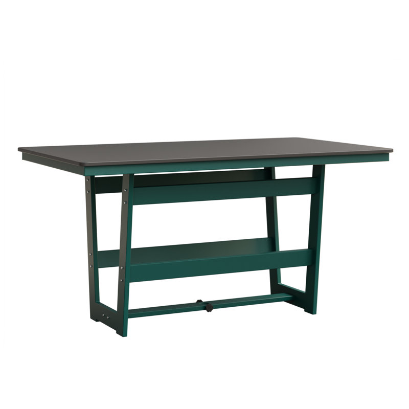 Table rectangulaire à hauteur de comptoir 70 po Berlin Gardens Hudson, Sarcelle, Acier inoxydable martelé