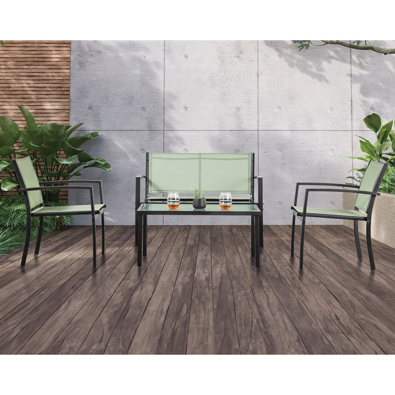 Ensemble de conversation d'extérieur 4 personnes Wajeeha, Vert