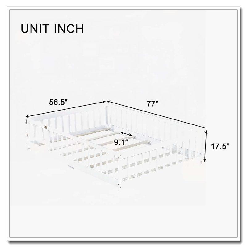 Lit en bois, Blanc, Lit double