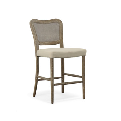 Upholstered Counter Stool with Solid Wood Frame