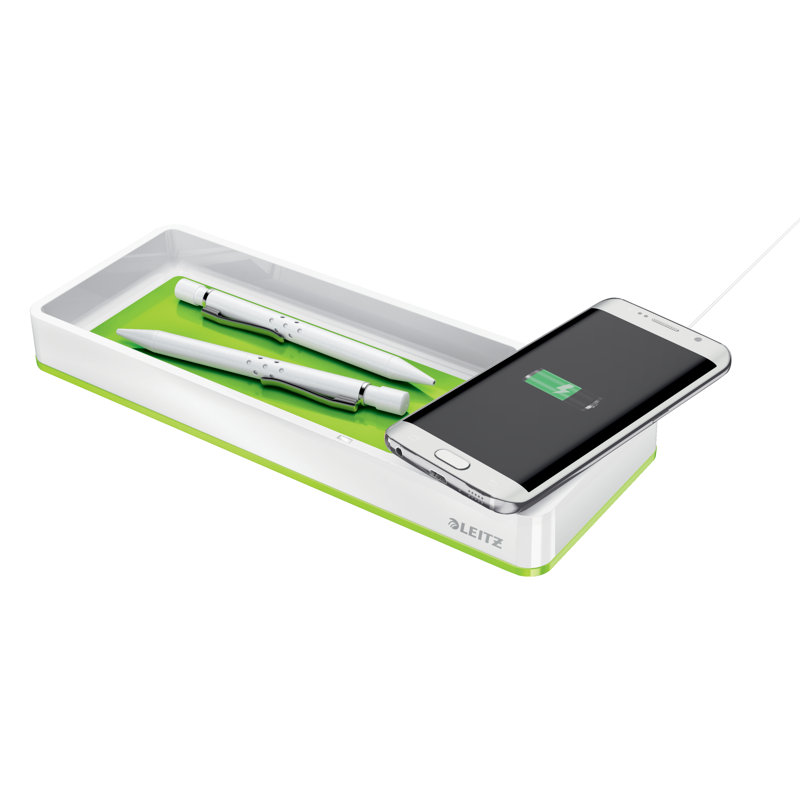 Plastic Desk Organiser, White/Green