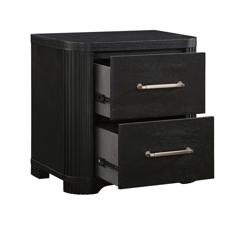 Table de chevet de conception moderne 1pc Table de chevet 2X à queue d'aronde Finition anthracite Design élégant
