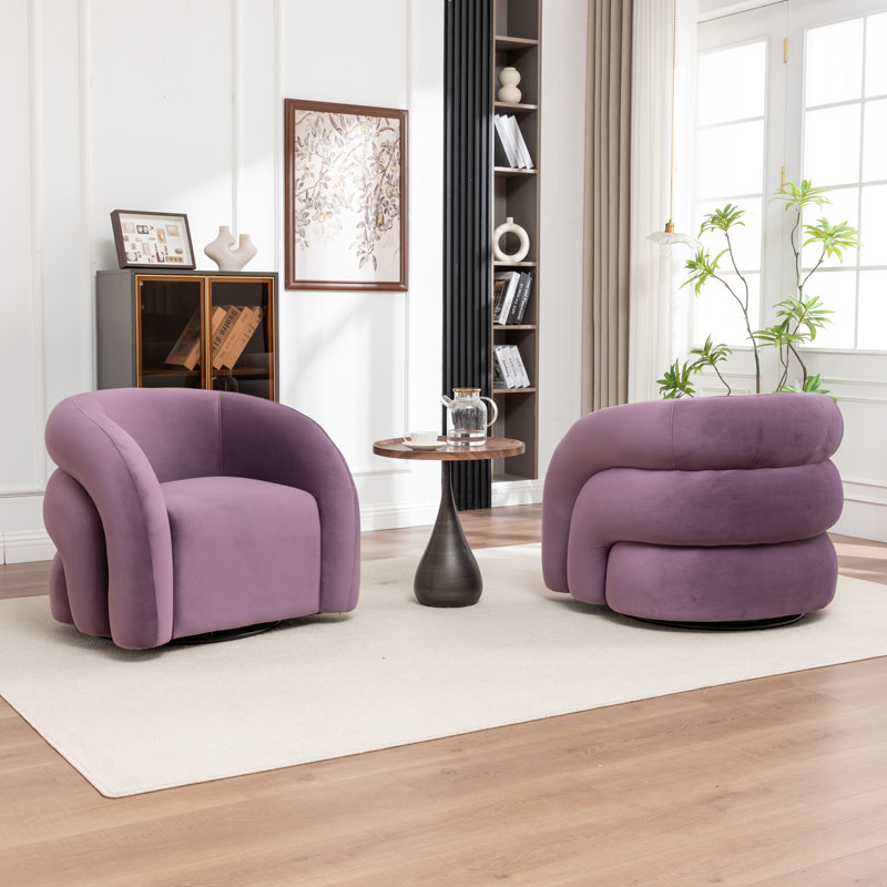 Fauteuil demi-tonneau pivotant rembourré Coyle, Mauve