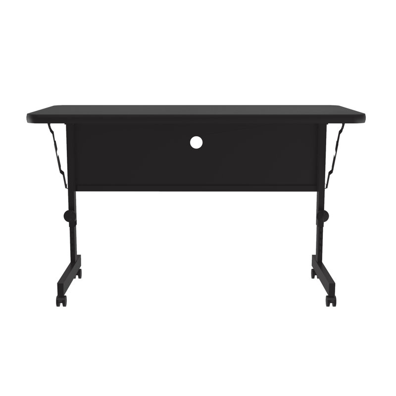 Table de formation à hauteur ajustable avec panneau de modestie Kham Flipper, H 23 po x L 48 po x l 24 po, Granite noir