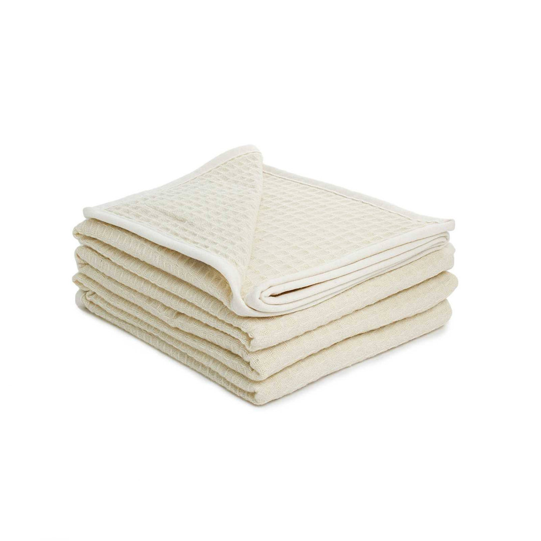 Gillis Waffle Weave Merino Wool Blanket Brun de Vian-Tiran 