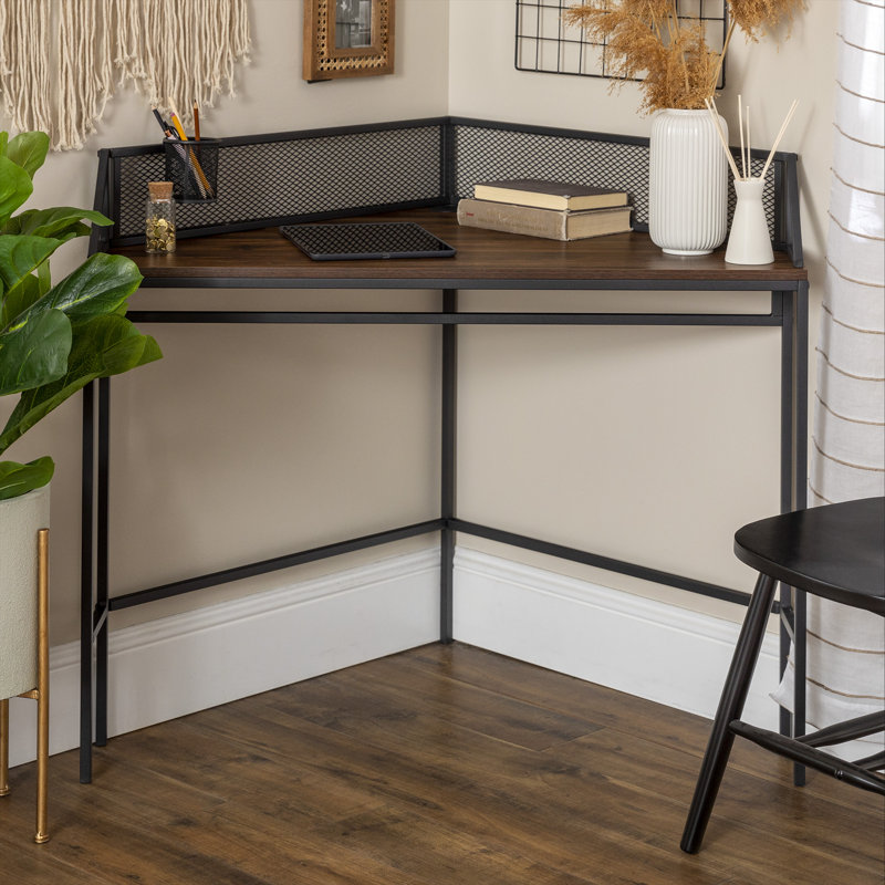Bowie Industrial Corner Desk, Dark Walnut