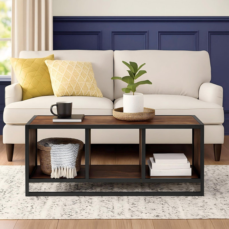 Table basse avec tablette de rangement ouverte Anhat