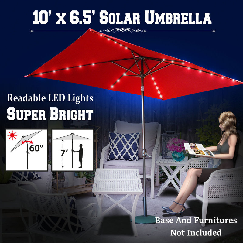 Parasol rectangulaire avec éclairage de 10 pi x 6,5 pi Neoshia, Bourgogne