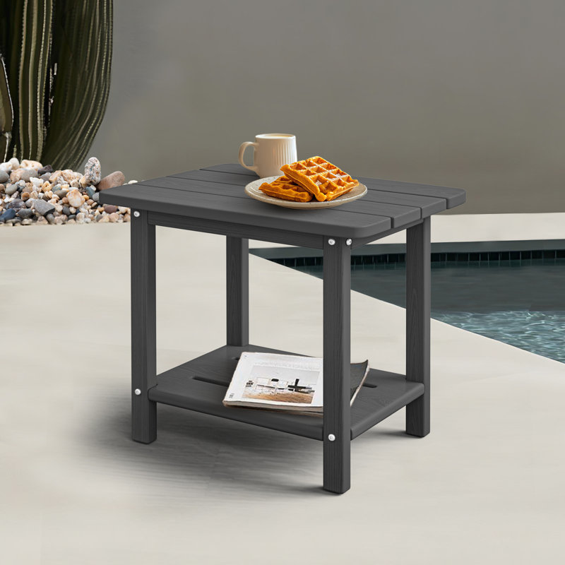HDPE Adirondack 2-Tier End Table – Weatherproof & Durable Outdoor Side Table for Patio, Poolside, and Lawn, Gray