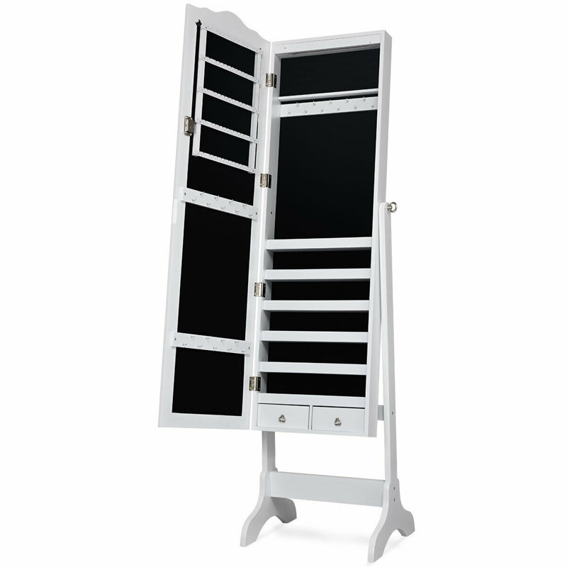 Armoire à bijoux avec miroir Ahlina, Blanc