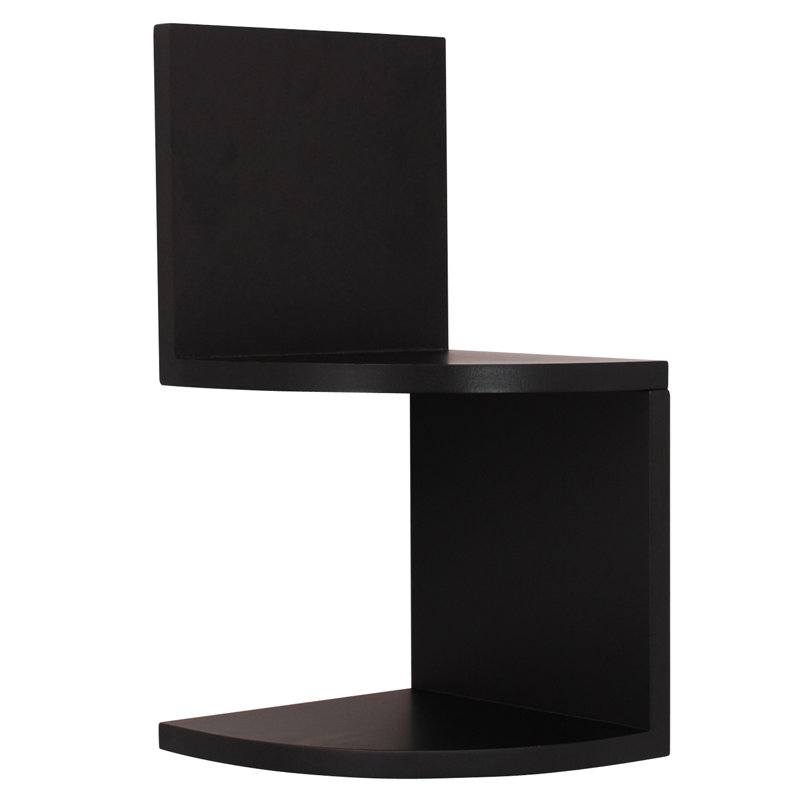 Kiera Grace Priva Floating Shelves, Modern Wall-Mounted Corner Shelves for Bedroom, Living Room, Office, Easy to Hang, 7.75" x 7.75", Black, Set of 4